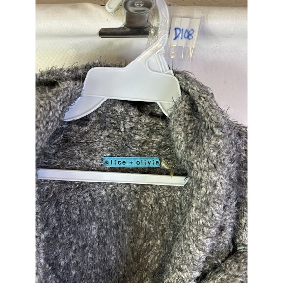 Alice + Olivia Teddy Wrap Cropped Cardigan Sweater Gray - Picture 7 of 10